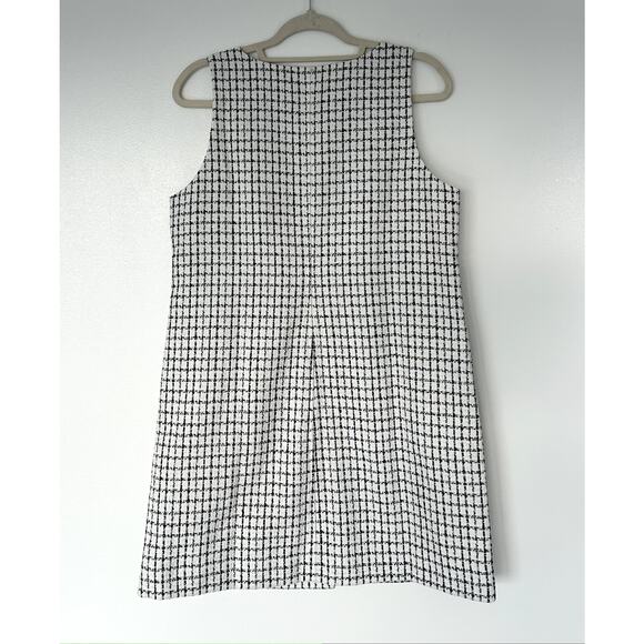 NWT J.Crew Sleeveless Tweed Shift Dress Size 12P Button-Front Black White Bouclé - Picture 9 of 16